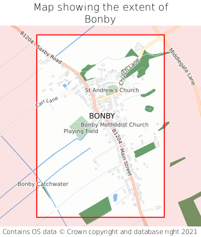 Map showing extent of Bonby as bounding box