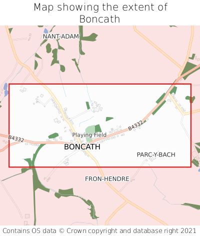 Map showing extent of Boncath as bounding box