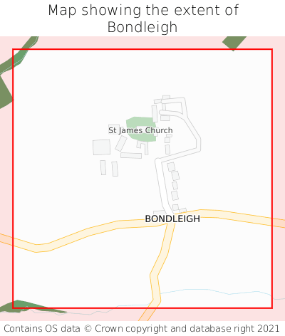 Map showing extent of Bondleigh as bounding box