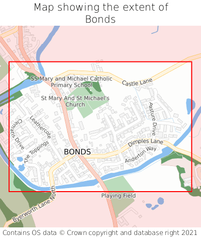 Map showing extent of Bonds as bounding box