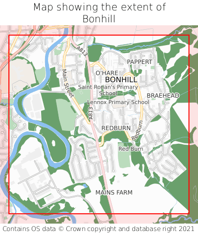 Map showing extent of Bonhill as bounding box