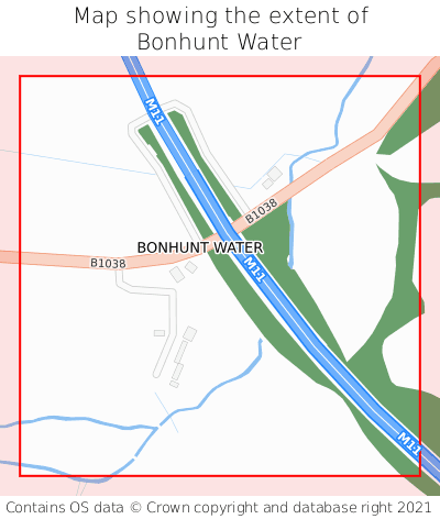 Map showing extent of Bonhunt Water as bounding box