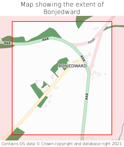Map showing extent of Bonjedward as bounding box