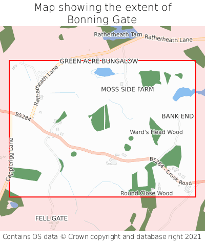 Map showing extent of Bonning Gate as bounding box