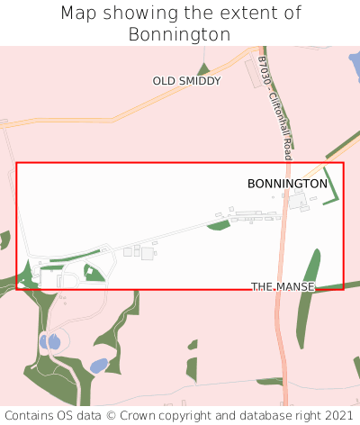 Map showing extent of Bonnington as bounding box