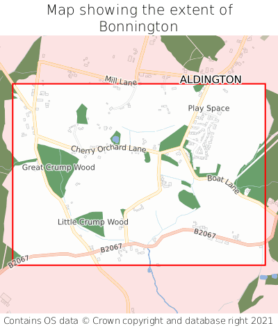 Map showing extent of Bonnington as bounding box