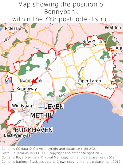 Map showing location of Bonnybank within KY8