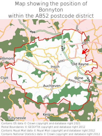 Map showing location of Bonnyton within AB52