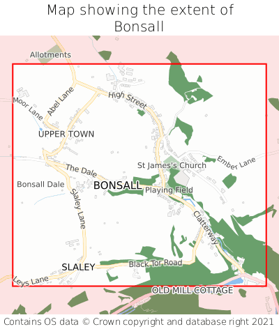 Map showing extent of Bonsall as bounding box
