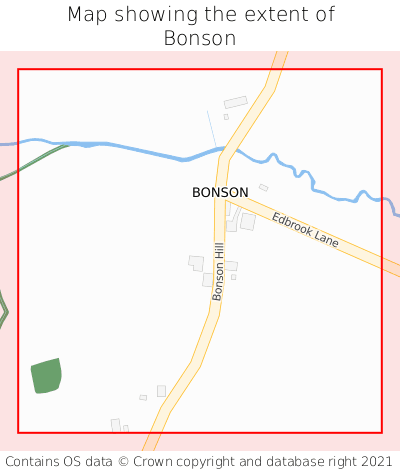 Map showing extent of Bonson as bounding box