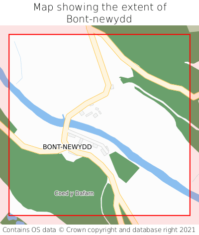 Map showing extent of Bont-newydd as bounding box