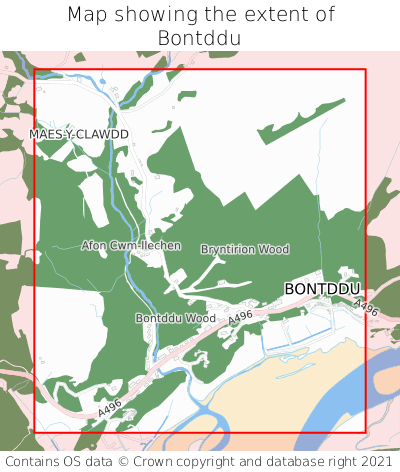 Map showing extent of Bontddu as bounding box