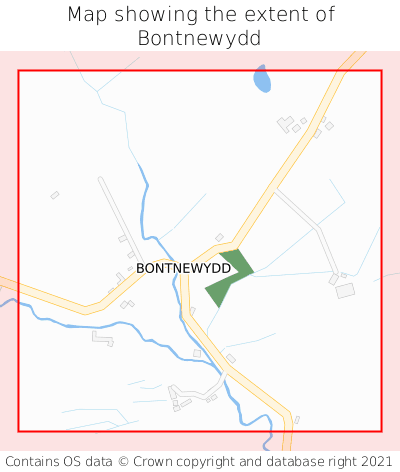 Map showing extent of Bontnewydd as bounding box