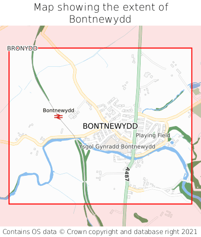 Map showing extent of Bontnewydd as bounding box