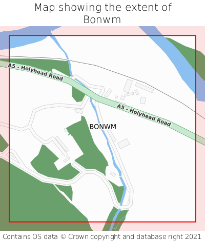 Map showing extent of Bonwm as bounding box