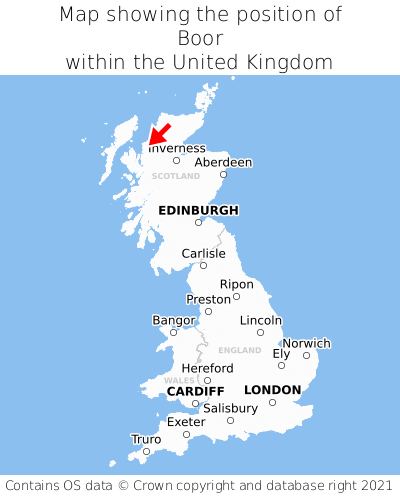 Map showing location of Boor within the UK