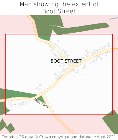 Map showing extent of Boot Street as bounding box