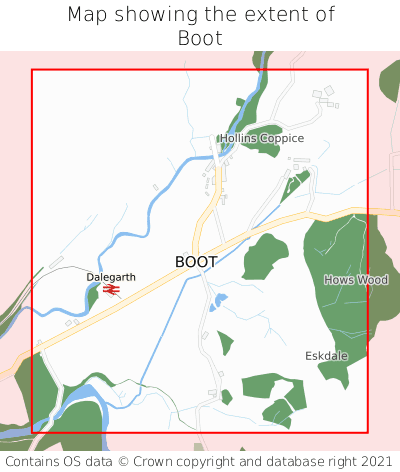 Map showing extent of Boot as bounding box