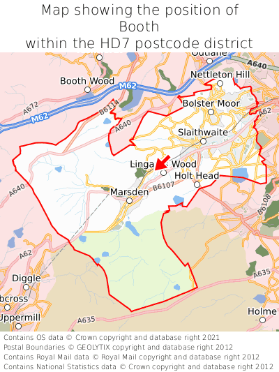 Map showing location of Booth within HD7