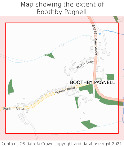 Map showing extent of Boothby Pagnell as bounding box