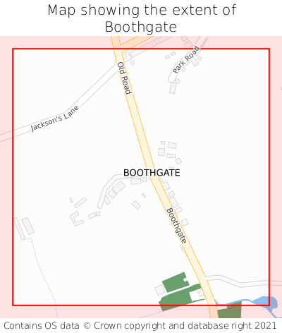 Map showing extent of Boothgate as bounding box