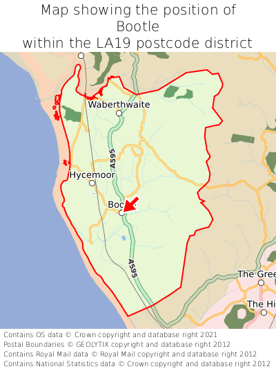 Map showing location of Bootle within LA19