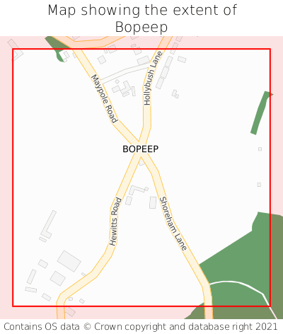 Map showing extent of Bopeep as bounding box
