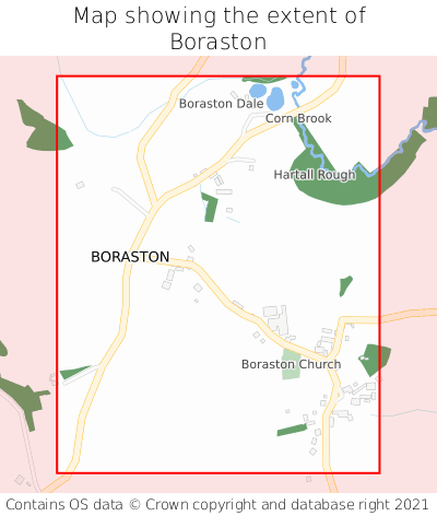 Map showing extent of Boraston as bounding box