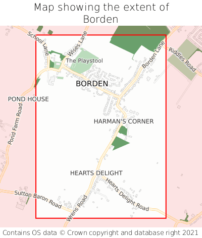 Map showing extent of Borden as bounding box