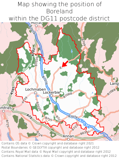 Map showing location of Boreland within DG11