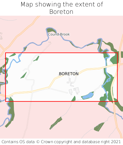Map showing extent of Boreton as bounding box