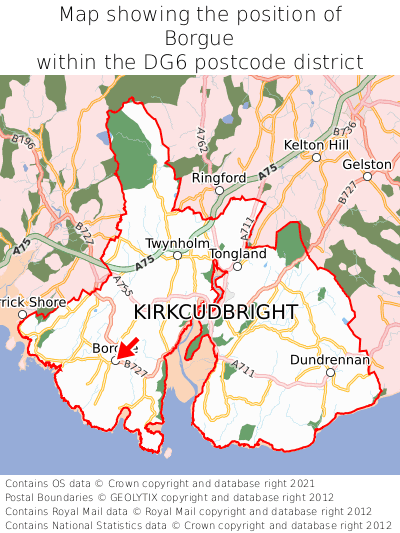 Map showing location of Borgue within DG6
