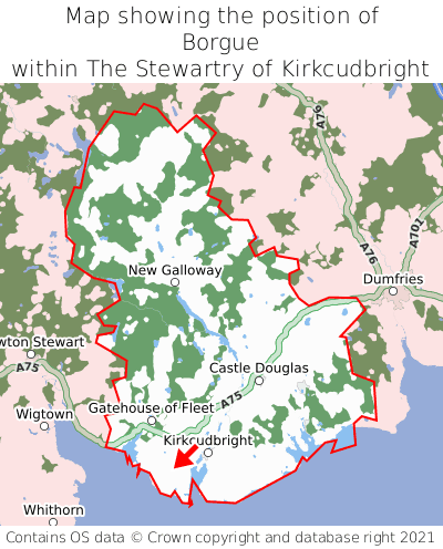 Map showing location of Borgue within The Stewartry of Kirkcudbright