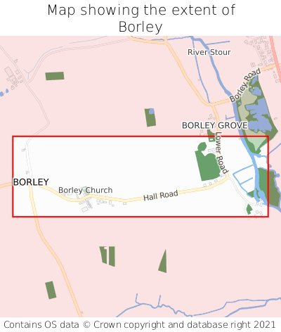 Map showing extent of Borley as bounding box