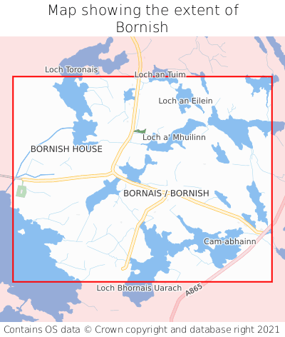 Map showing extent of Bornish as bounding box