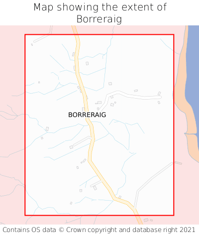 Map showing extent of Borreraig as bounding box