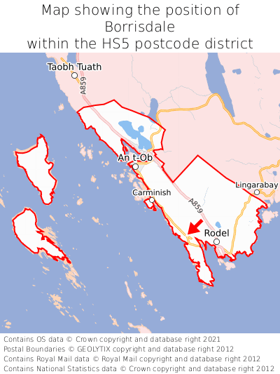 Map showing location of Borrisdale within HS5