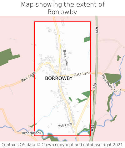 Map showing extent of Borrowby as bounding box