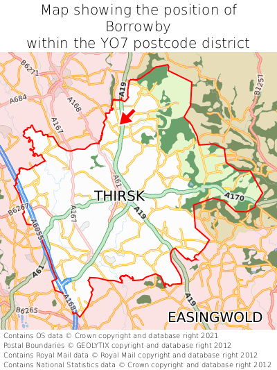 Map showing location of Borrowby within YO7