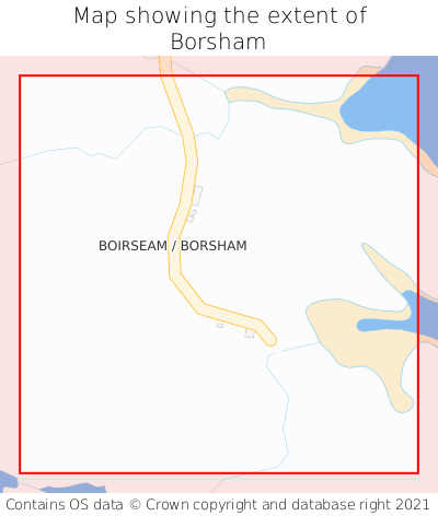 Map showing extent of Borsham as bounding box
