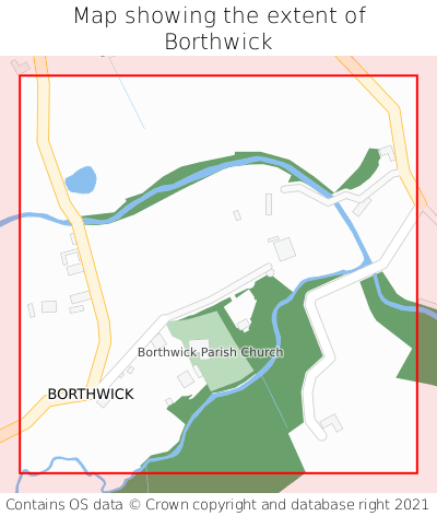 Map showing extent of Borthwick as bounding box