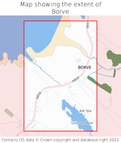 Map showing extent of Borve as bounding box