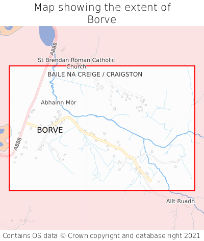 Map showing extent of Borve as bounding box