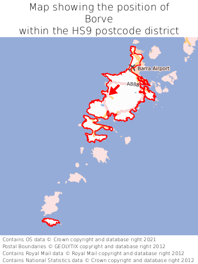 Map showing location of Borve within HS9
