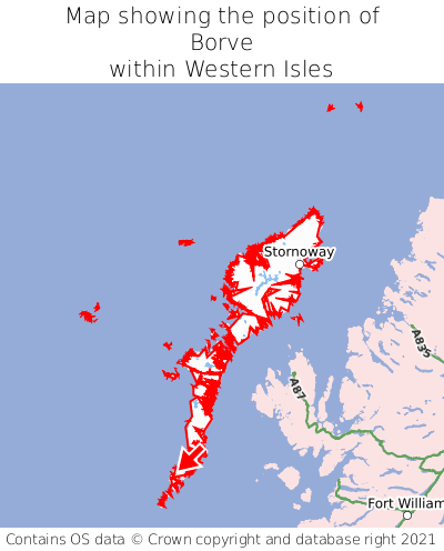 Map showing location of Borve within Western Isles