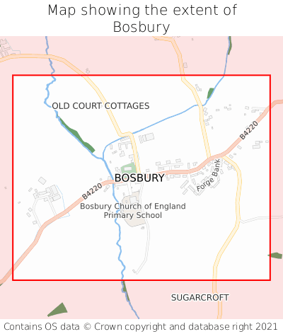 Map showing extent of Bosbury as bounding box