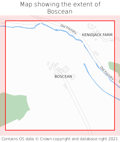 Map showing extent of Boscean as bounding box