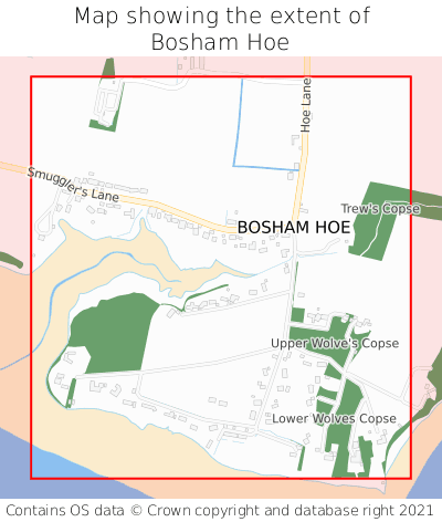 Map showing extent of Bosham Hoe as bounding box
