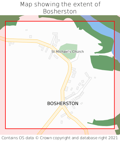 Map showing extent of Bosherston as bounding box