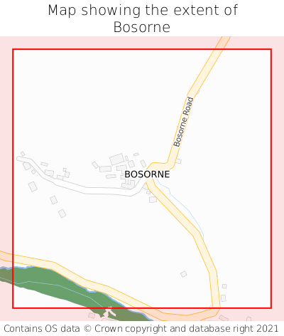 Map showing extent of Bosorne as bounding box